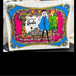Vintage 1968 Mattel World of Barbie Double Doll Case #1007 Blue White Mod Flower